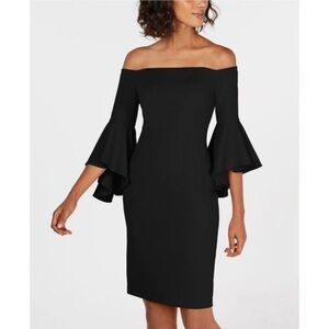 Calvin Klein Off-Shoulder Black Cocktail Dress